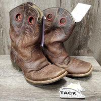 Pr Square Toe Western Boots *gc, clean, scraped & faded toes, heel rubs: in & out