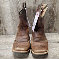 Pr Square Toe Western Boots *gc, clean, scraped & faded toes, heel rubs: in & out