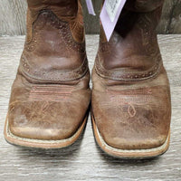 Pr Square Toe Western Boots *gc, clean, scraped & faded toes, heel rubs: in & out