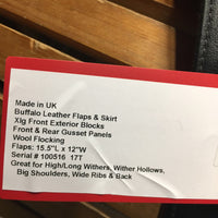 17" *MW 5.5" Sankey Jacinda Dressage Saddle, Black Sankey Nylon/Fleece Saddle Cover, Xlg Front Exterior Blocks, Front & Rear Gusset Panels, Wool Flocking, Flaps: 15.5"L x 12"W Serial # 100516 17T