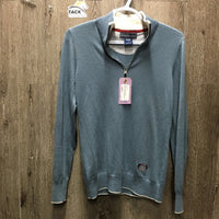 Light Wool Sweater, 1/4 Zip Up *vgc, mnr rubs, stains, snag & pills