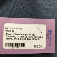 Light Wool Sweater, 1/4 Zip Up *vgc, mnr rubs, stains, snag & pills