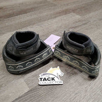 Pr Heel Boots *gc, dirty, faded, elastic: stretched & popped edges, rubs, mnr hairy velcro