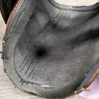 Tall Leather Hind Pinch Boots, velcro *gc, dirty, rubs, curled & pilly edges, loose threads