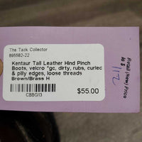 Tall Leather Hind Pinch Boots, velcro *gc, dirty, rubs, curled & pilly edges, loose threads