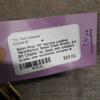 74" Narrow Leather 'NewMarket' Show Chain Shank, 4.5" Bit Chains *xc, clean, mnr oxidized brass, mnr scratches, scrapes & creases