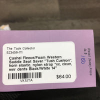 Fleece/Foam Western Saddle Seat Saver "Tush Cushion", horn elastic, nylon strap *xc, clean, mnr dents