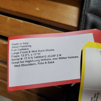 17.5" MW 5.5" Amerigo Close Contact, 2 Billet Guards, Yellow Amerigo Cover, Wool Flocking, Full Calfskin, Large Front & Med Back Blocks, Flaps: 13.5"L x 13"W Serial #: 17.5 N 14850412 JDJAP 2 M