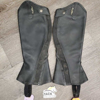 Leather Half Chaps, Back Zips *vgc/gc, dirt, inner shavings, stretched elastic