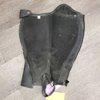 Leather Half Chaps, Back Zips *vgc/gc, dirt, inner shavings, stretched elastic