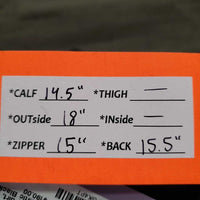 Leather Half Chaps, Back Zips *vgc/gc, dirt, inner shavings, stretched elastic