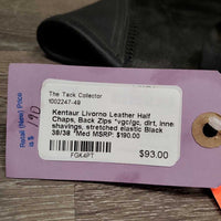 Leather Half Chaps, Back Zips *vgc/gc, dirt, inner shavings, stretched elastic