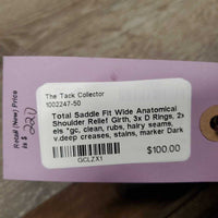 Wide Anatomical Shoulder Relief Girth, 3x D Rings, 2x els *gc, clean, rubs, hairy seams, v.deep creases, stains, marker