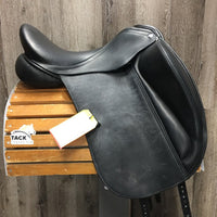 17" *MW/W 5.5" Sankey Jacinda Monoflap Dressage Saddle, Black Sankey Cover, Wool Flocking, XLg Exterior Blocks, Front & Rear Gusset Panels, Buffalo Leather, Flaps: 16.25"L x 11"W Serial #: 074416 17 M/W