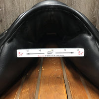 17" *MW/W 5.5" Sankey Jacinda Monoflap Dressage Saddle, Black Sankey Cover, Wool Flocking, XLg Exterior Blocks, Front & Rear Gusset Panels, Buffalo Leather, Flaps: 16.25"L x 11"W Serial #: 074416 17 M/W