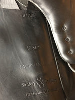17" *MW/W 5.5" Sankey Jacinda Monoflap Dressage Saddle, Black Sankey Cover, Wool Flocking, XLg Exterior Blocks, Front & Rear Gusset Panels, Buffalo Leather, Flaps: 16.25"L x 11"W Serial #: 074416 17 M/W