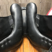 17" *MW/W 5.5" Sankey Jacinda Monoflap Dressage Saddle, Black Sankey Cover, Wool Flocking, XLg Exterior Blocks, Front & Rear Gusset Panels, Buffalo Leather, Flaps: 16.25"L x 11"W Serial #: 074416 17 M/W