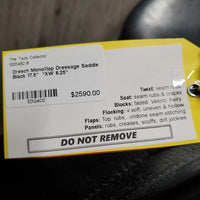 17.5" *XW 6.25" Dresch Monoflap Dressage Saddle, Xlg Exterior Front Blocks, Velcro Flap/Panel, Wool Flocking, Front & Rear Gusset Panels, Flaps: 15.5"L x 11.5"W Serial #: N/A