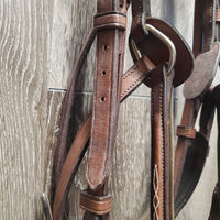 Monocrown FS/Rsd Padded Figure 8 Bridle, Laced Reins *xc/vgc, clean, mnr faded, rubs & dirt?residue, older?, mnr stiff