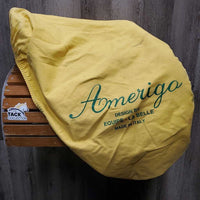 18.5 *MW 5" Amerigo DJ CC Saddle, 4 Billet Guards, Yellow Cotton Cover, Wool Flocking, Long Med Front & Med Back Blocks, Flaps: 14.25"L x 14"W Serial #: 18 1/2 L1555101 +2 1/2 DJ 4