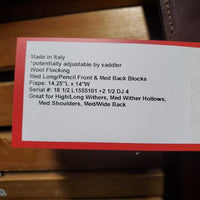 18.5 *MW 5" Amerigo DJ CC Saddle, 4 Billet Guards, Yellow Cotton Cover, Wool Flocking, Long Med Front & Med Back Blocks, Flaps: 14.25"L x 14"W Serial #: 18 1/2 L1555101 +2 1/2 DJ 4