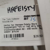 Feisty Mare Supplement *1/3 +/- full, dirty box, cracked/broken lid - still seals