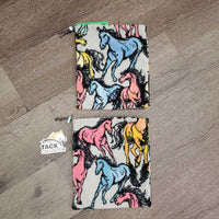 2 Fleece Stirrup Iron Covers, Drawstring Top *vgc, clean, mnr hair & clumps