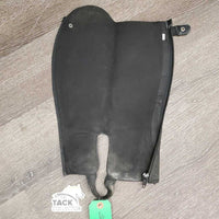 Leather Half Chaps, Back Zipper, Bag *gc, clean, dirty, clean, film, stretched & puckered elastic