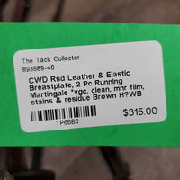 Rsd Leather & Elastic Breastplate, 2 Pc Running Martingale *vgc, clean, mnr film, stains & residue