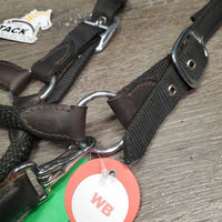 Soft Round Rope Halter, Neoprene Padded Crown, adj, snap xc/vgc, mnr dirt & hair