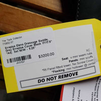 17/17.5" *Adj Set M/W - 5.25" Erreplus Elena Dressage Saddle, Grey Erreplus Cover, Wool Flocking, XLg Exterior Front Blocks, Flaps: 17.5"L x 11"W Serial #: 160509772BMAO