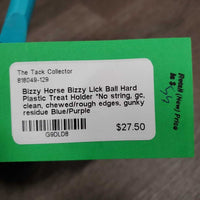 Bizzy Lick Ball Hard Plastic Treat Holder *No string, gc, clean, chewed/rough edges, gunky residue