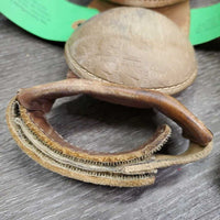 Pr Leather Skid Boots, velcro *gc, clean, stains, v.rubbed, scrapes, inside sand piles, torn edge