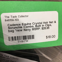 Crystal Hair Net & Scrunchie Combo, Built In Clips, bag *new