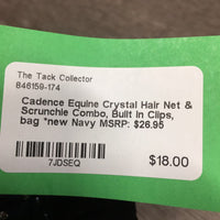 Crystal Hair Net & Scrunchie Combo, Built In Clips, bag *new
