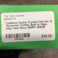 Crystal Hair Net & Scrunchie Combo, Built In Clips, bag *new