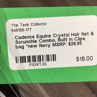 Crystal Hair Net & Scrunchie Combo, Built In Clips, bag *new