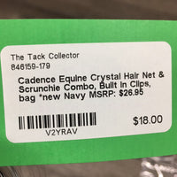 Crystal Hair Net & Scrunchie Combo, Built In Clips, bag *new