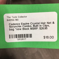Crystal Hair Net & Scrunchie Combo, Built In Clips, bag *new