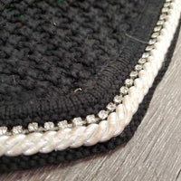 "Deluxe Crystal" Crochet Fly Veil Ear Bonnet, bling, piping *gc, dirty, hairy, faded, curled edges, stains