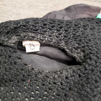 "Deluxe Crystal" Crochet Fly Veil Ear Bonnet, bling, piping *gc, dirty, hairy, faded, curled edges, stains