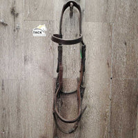 Padded Bridle, 2 leather bit straps *gc, NO Reins, NO Bit Clips, dirty, residue, edge scrapes