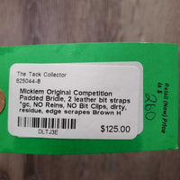 Padded Bridle, 2 leather bit straps *gc, NO Reins, NO Bit Clips, dirty, residue, edge scrapes