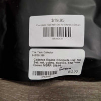 Complete Hair Net Set: net, u-pins, elastics, bag *new