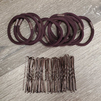 Complete Hair Net Set: net, u-pins, elastics, bag *new