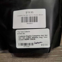 Complete Hair Net Set: net, u-pins, elastics, bag *new