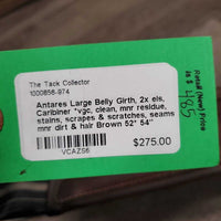 Large Belly Girth, 2x els, Caribiner *vgc, clean, mnr residue, stains, scrapes & scratches, seams: mnr dirt & hair