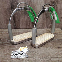 Pr Flexi Stirrup Irons, Swivel Top *vgc, dirt, stains, scratches, scuffs