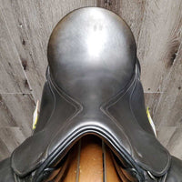 18" ?Adj *set W 6" Schleese Elite Dressage Saddle, Navy Schleese Cover, 2 XLg Front Velcro Blocks, Obrigado Panels, Wool Flocking, Rear Gussets, Shoulder Relief Cutouts, Flaps: 17"L x 13.5"W Serial #: 6-RW-SR 4-18 4003H0203