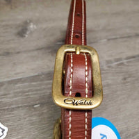#6746 .75" Narrow Double Stitched Leather Halter, snap, adj *like new, mnr stains